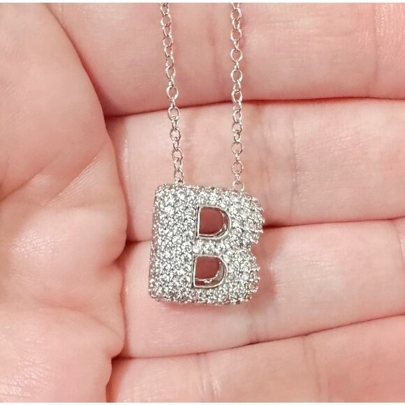 Joan Boyce Clear Crystal Initial "B" Silver Tone 16 to 18 Inch Necklace - Picture 1 of 4